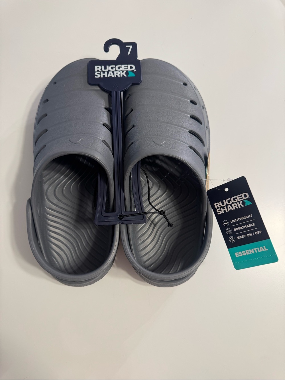 Rugged Shark Men’s Gray Slip-On Sandals - Essential Comfort
